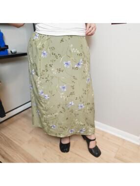 Vintage Jaclyn Smith Floral Satin Maxi Skirt 1X
